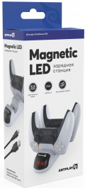 Зарядная станция Artplays Magnetic LED для двух геймпадов PS5 DualSense с подсветкой