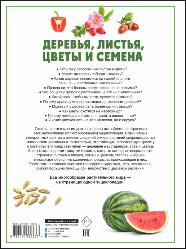 Деревья, листья, цветы и семена