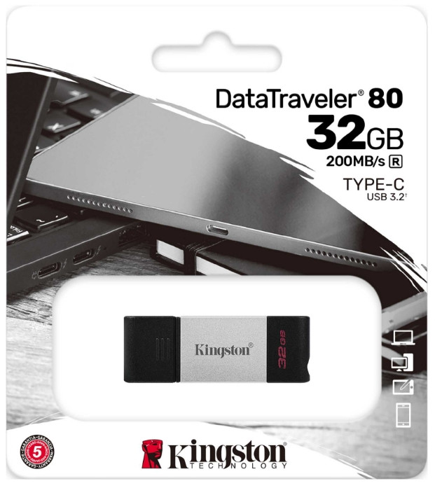 USB-���������� Kingston DataTraveler USB 3.2 Type-C , 32 Gb (������) (DT80/32GB)