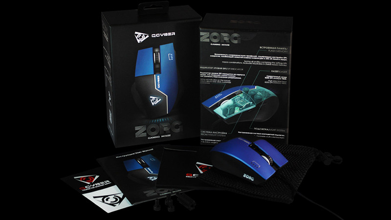 Мышь Qcyber Zorg Blue проводная лазерная игровая для PC