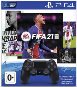 ������� DualShock 4 Cont Black ������������ (������) (CUH-ZCT2E) + ���� Fifa 21 + PS Plus 14 ����