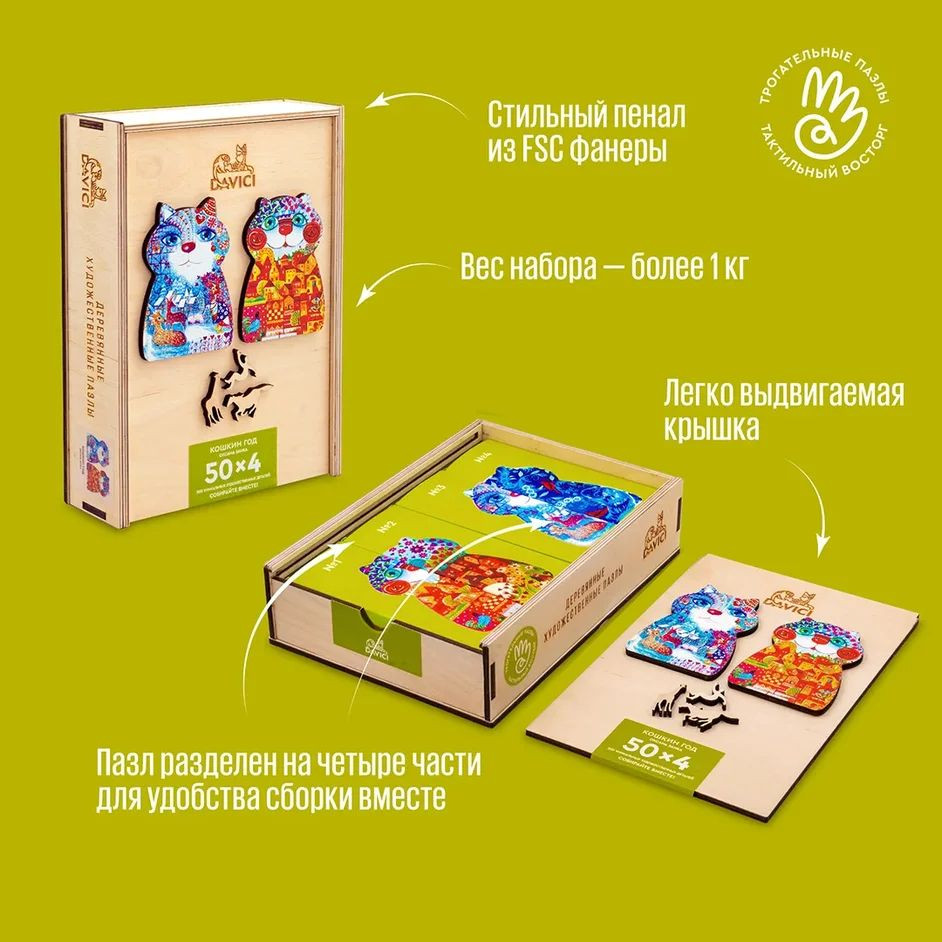 Пазл Wooden Puzzles: Кошкин год