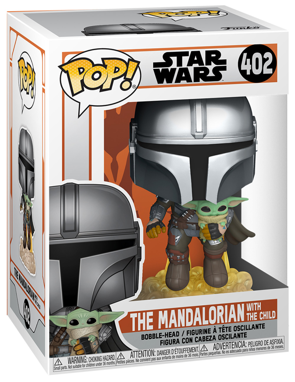 Funko POP: Star Wars The Mandalorian  The Mandalorian With The Child Flying With Jet Bobble-Head (9,5 )