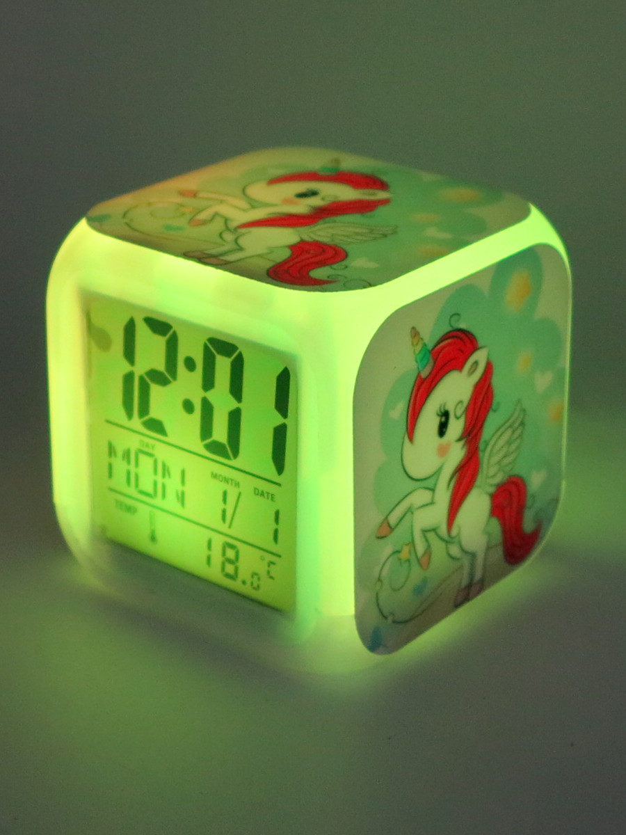 Часы-будильник Единорог №15 (с подсветкой)