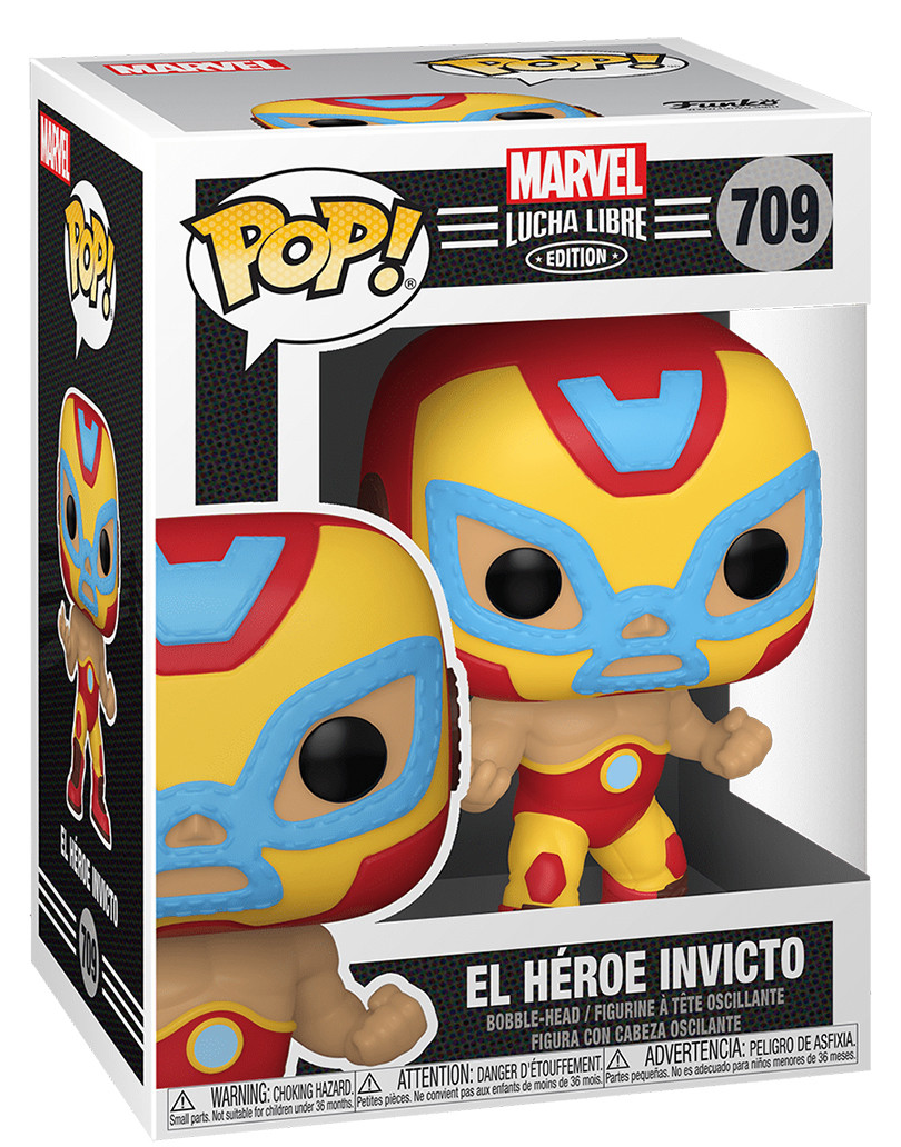  Funko POP Marvel: Lucha Libre Edition – El Heroe Invicto Iron Man Bobble-Head (9,5 )