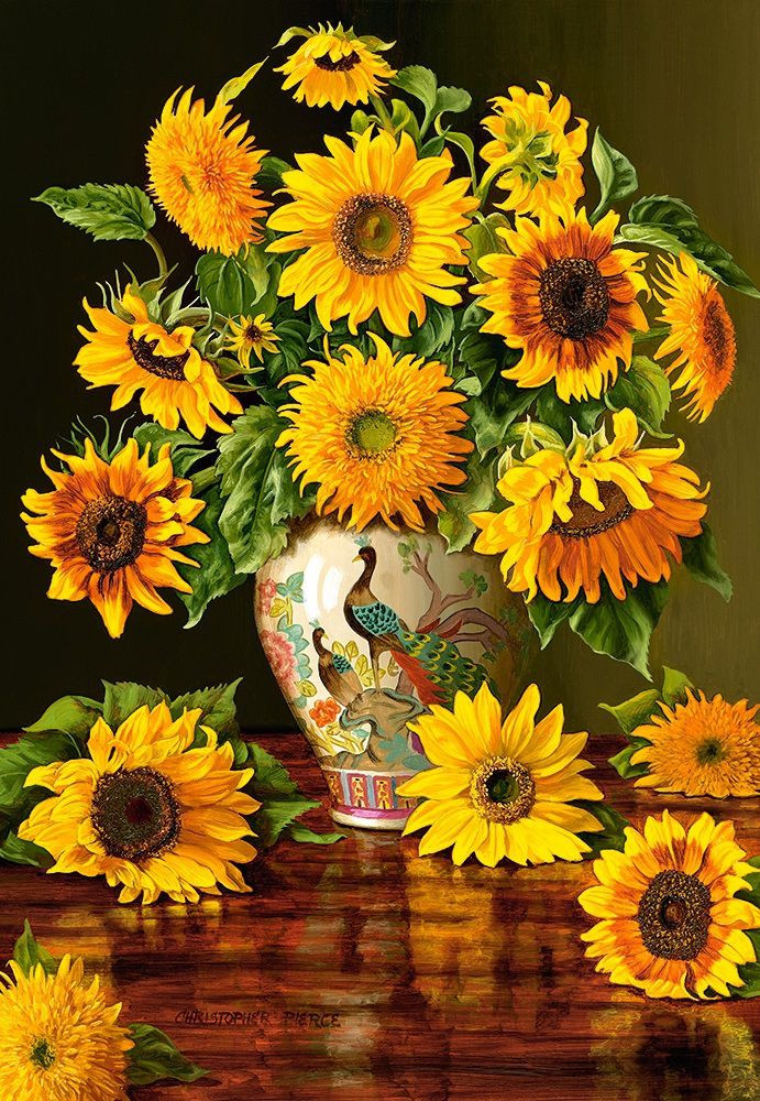 Puzzle-500:    (Sunflowers in a Peacock Vase)