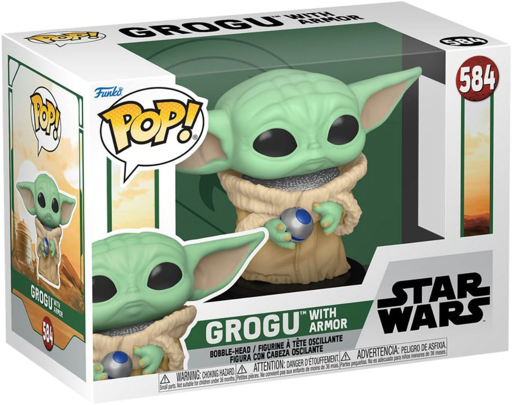 ������� Funko POP Star Wars: Book of Boba Fett � Grogu with Armor Bobble-Head (9,5 ��)