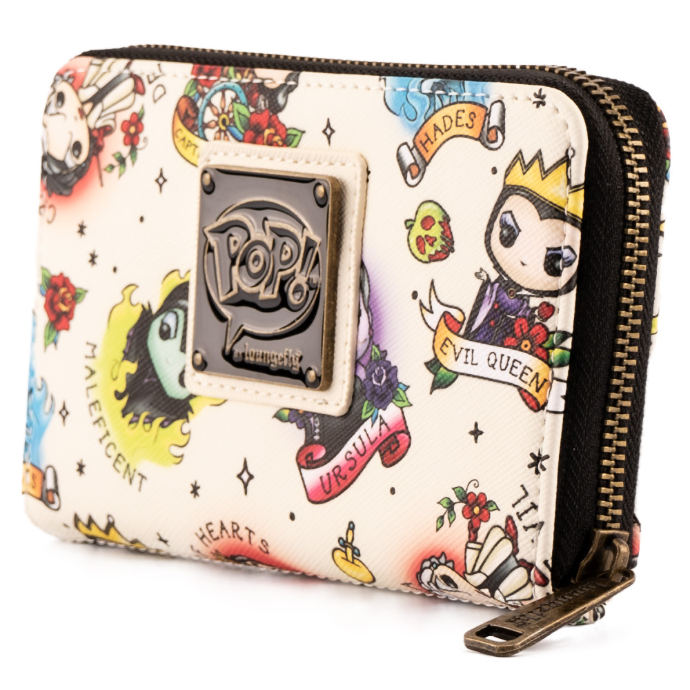  Loungefly Disney Villains: Tattoo AOP Zip Around