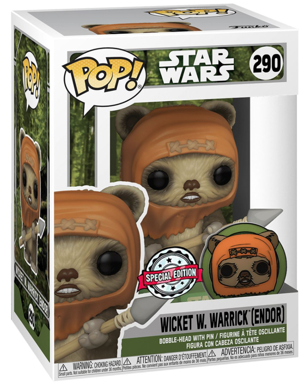  Funko POP: Star Wars: Across The Galaxy  Wicket With Pin Exclusive Bobble-Head (9, 5 )