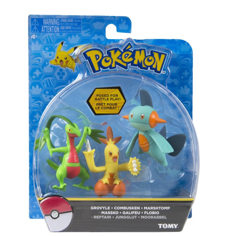 Набор фигурок Pokemon: Grovyle, Combusken и Marshtomp