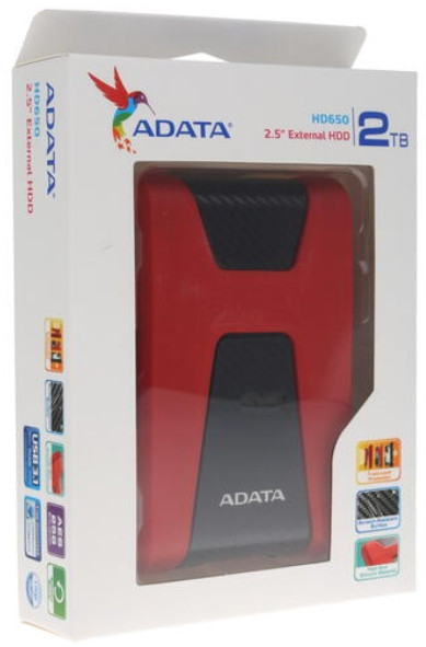 Внешний жесткий диск ADATA DashDrive HDD HD650 2TB USB 3.1 (красный)