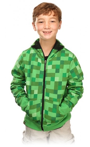 Детская толстовка Minecraft. Creeper Premium Zip-up (зеленая) (XS) (34–36)