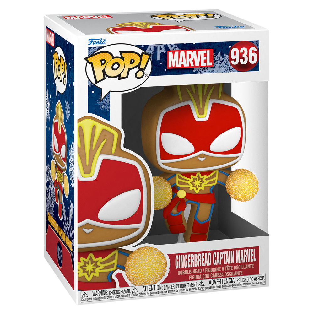  Funko POP Marvel: Holiday  Gingerbread Captain Marvel Bobble-Head (9,5 )