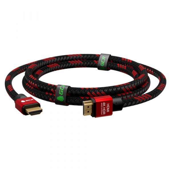 Кабель GCR HDMI 2.0 нейлон 0,3 м Ultra HD 4K 3D 18 Гбит/с (красный) (GCR-52289)