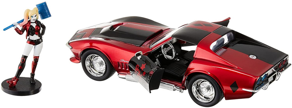   Hollywood Rides DC Comics: Harley Quinn  1969 Chevy Corvette Stingray With Harley Quinn 1:24 (2 )