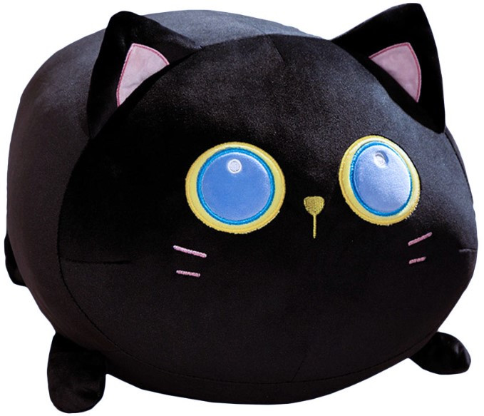 Мягкая игрушка Кот с большими глазами черный (35 см)