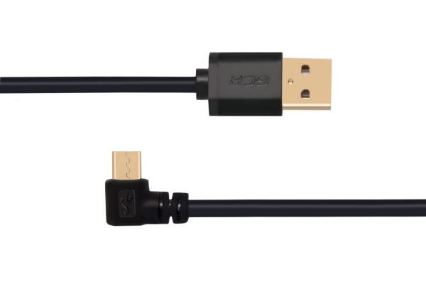 Кабель Greenconnect USB 2.0, AM/microB 5pin, 1 м (угловой, черный) (GCR-UA8AMCB6-BB2S-1.0m)