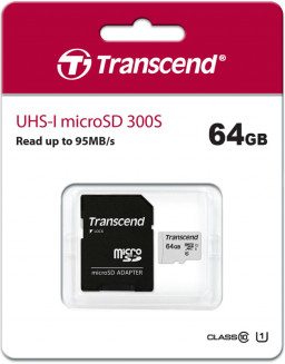 Карта памяти Transcend microSDXC 64GB Class 10 UHS-I U1 R95 (с адаптером SD)