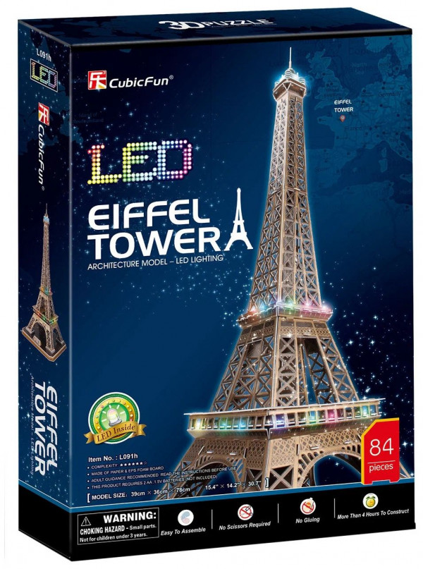 3D Puzzle Эйфелева башня с LED-подсветкой (84 элемента)