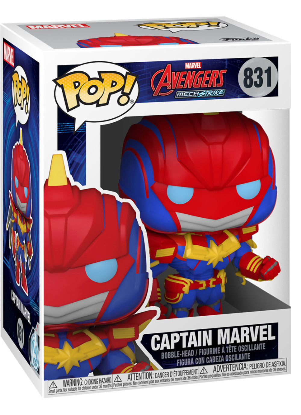 Фигурка Funko POP Marvel: Avengers Mech Strike – Captain Marvel Bobble-Head (9,5 см)