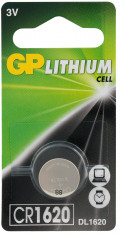 Литиевая дисковая батарейка GP Lithium CR1620 (Блистер, 1 шт)