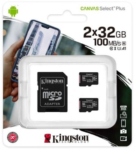   Kingston Canvas Select Plus microSDHC 32GB (SDCS2/32GB-2P1A)