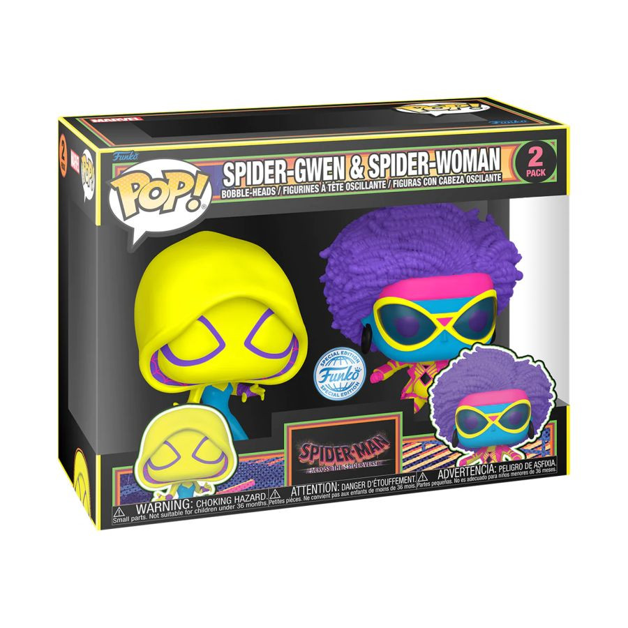  Funko POP Marvel Spider-Man: Across The SpiderVerse  Spider-Gwen & Spider-Woman Blacklight Exclusive Bobble-Head 2-Pack (9,5 )