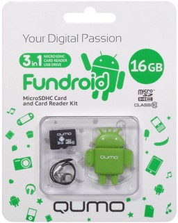   Qumo MicroSD 16GB class 10 + USB  Fundroid    ()