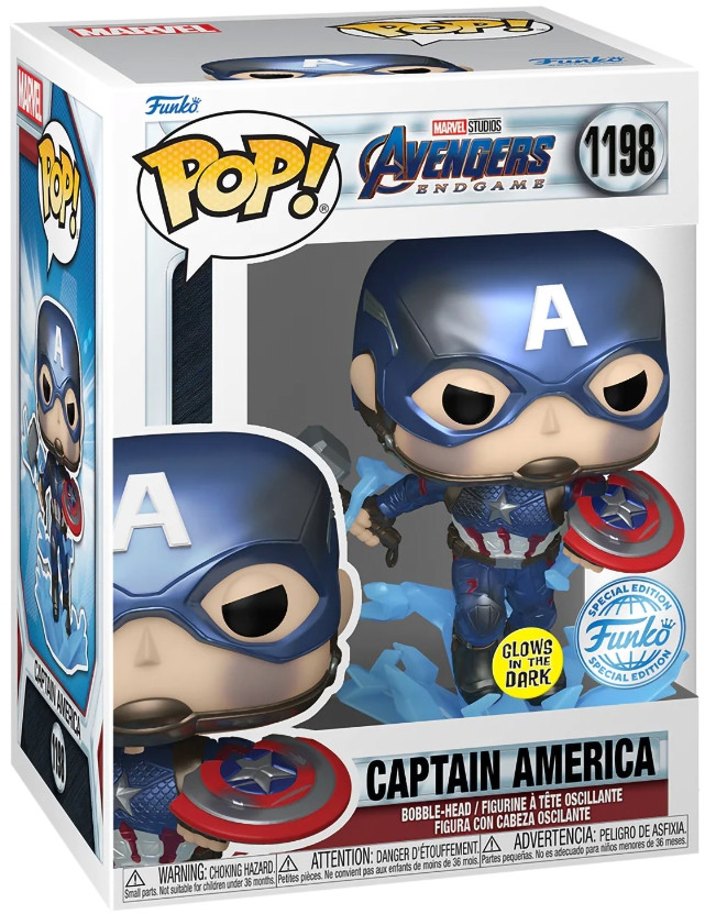  Funko POP Marvel: Avengers Endgame  Captain America With Hammer [Glows In The Dark] Exclusive Bobble-Head (9,5 )