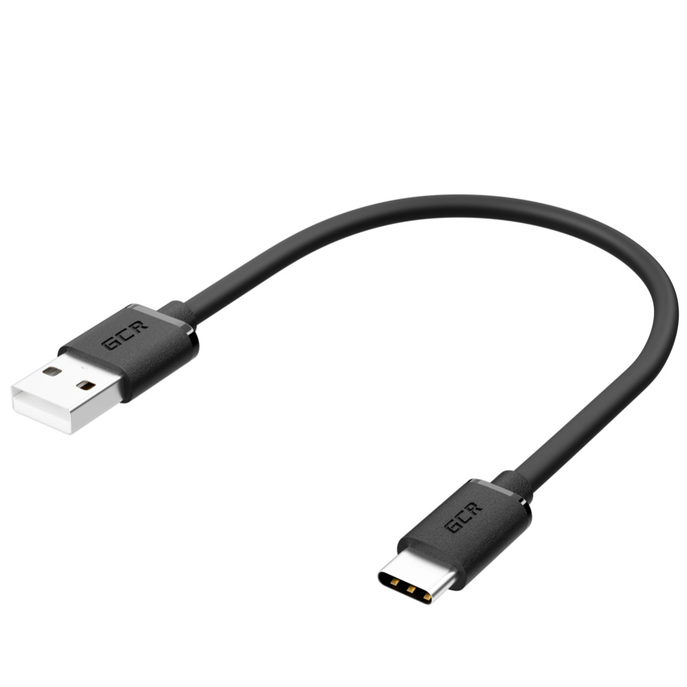 Кабель GCR QC TypeC быстрая зарядка 0,5 м (черный TPE, черные коннекторы) (GCR-52725)
