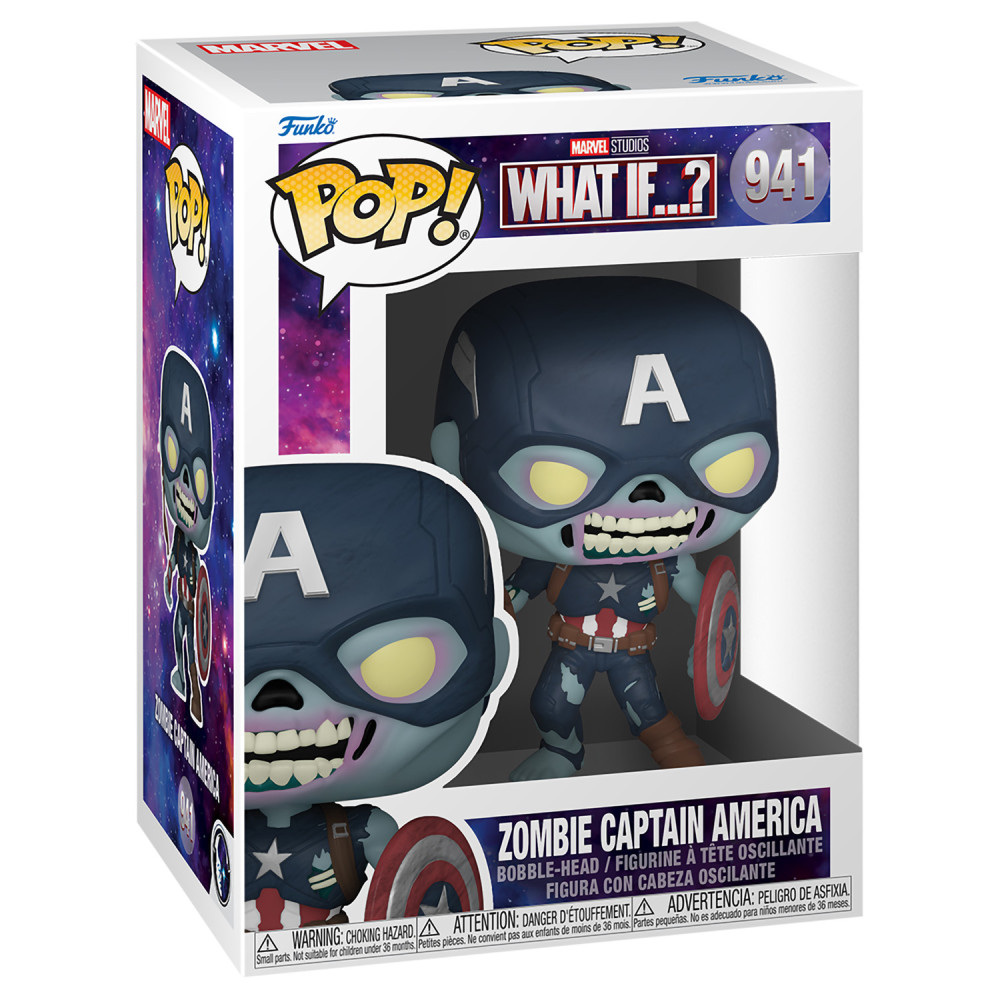  Funko POP Marvel What If...? Zombie Captain America Bobble-Head (9,5 )