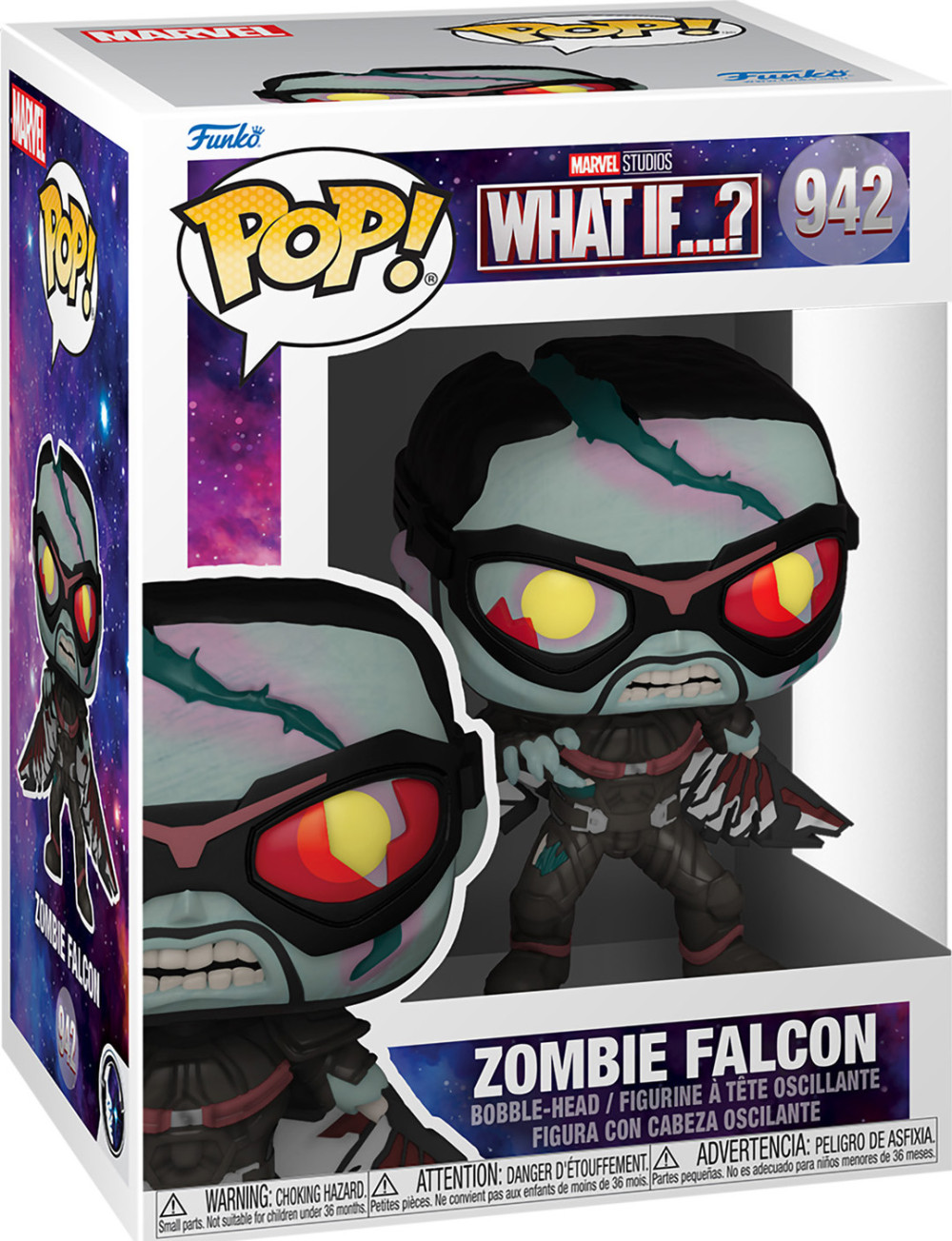  Funko POP Marvel What If...? Zombie Falcon Bobble-Head (9, 5 )