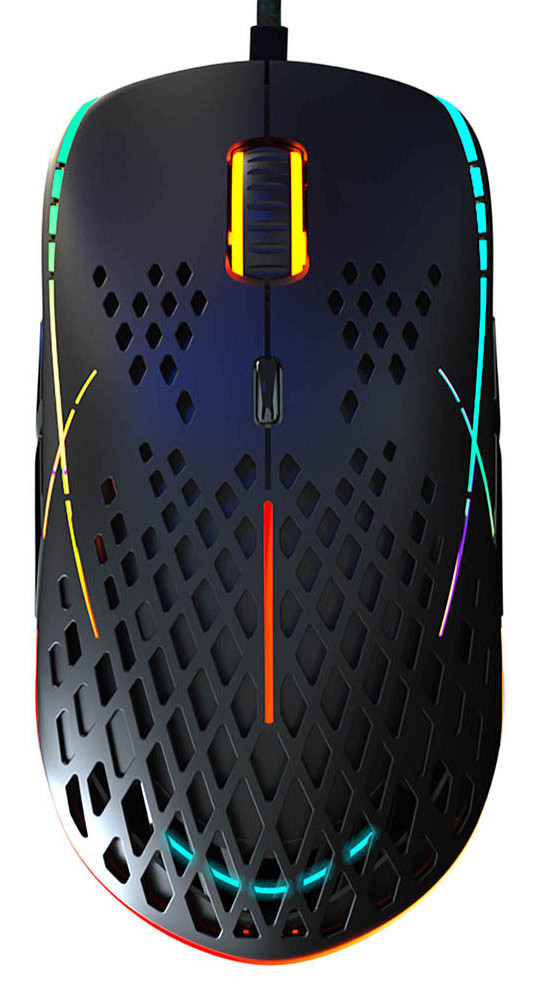 Мышь игровая HIPER Aero A-2 чёрная (USB, 8 кнопок, 6400 dpi, RGB подсветка)