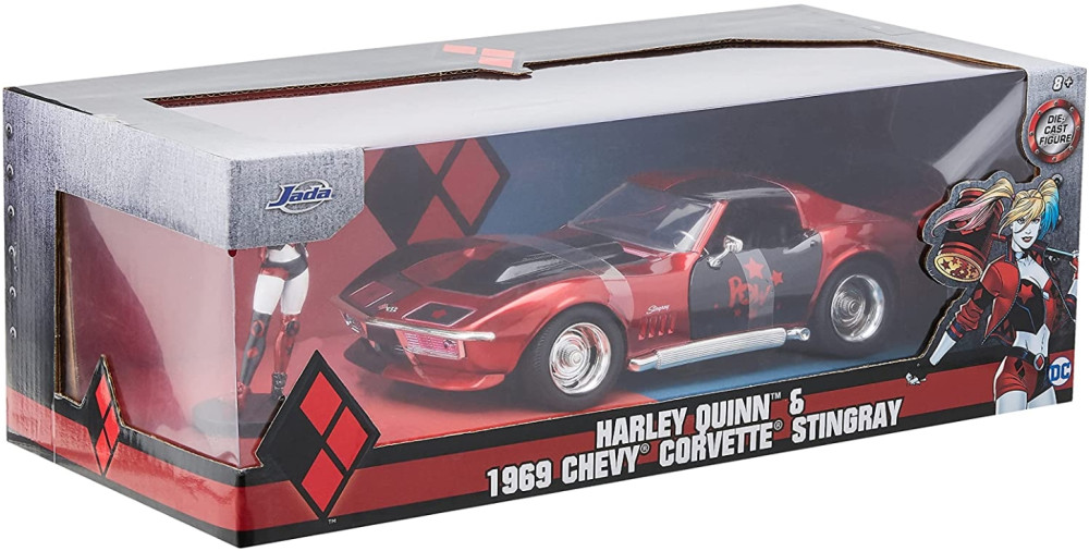 Набор фигурок Hollywood Rides DC Comics: Harley Quinn – 1969 Chevy Corvette Stingray With Harley Quinn 1:24 (2 шт)