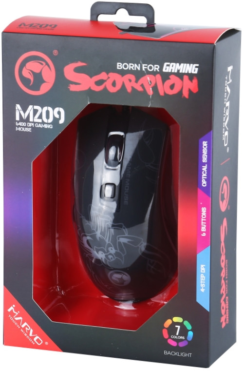 Мышь Marvo M209 Wired Gaming Mouse проводная с подсветкой для PC