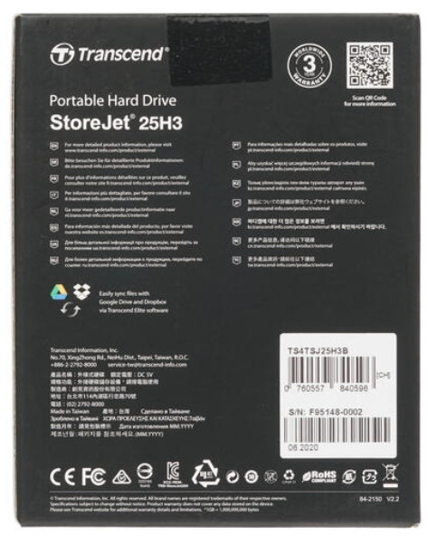 ������� ������� ���� Transcend StoreJet 2.5" H3 Navy 4TB (�����)