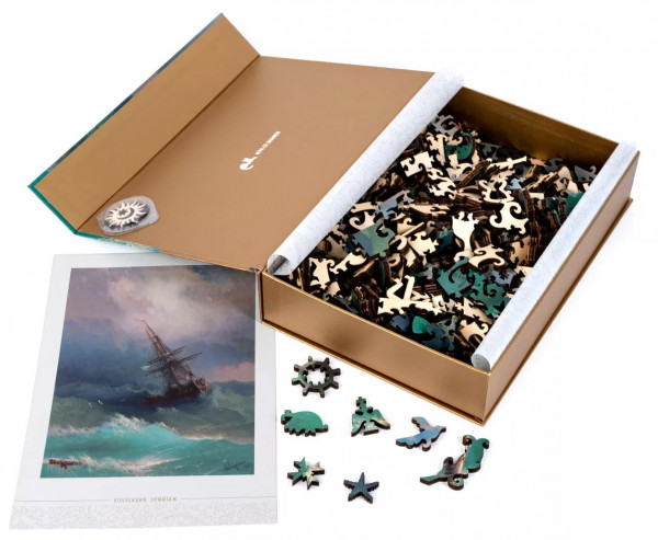 Wooden Puzzles: Корабль среди бурного моря (Иван Айвазовский)