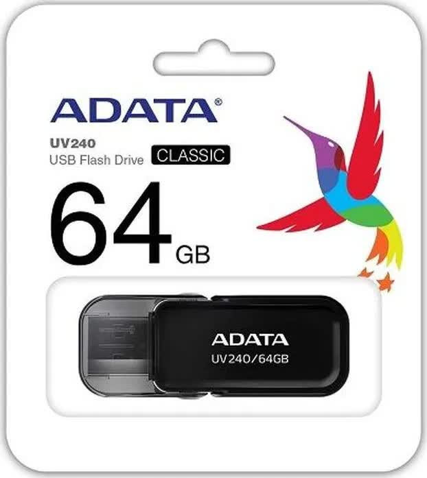 USB-���������� ADATA 64GB UV240 USB 2.0 Flash Drive Black