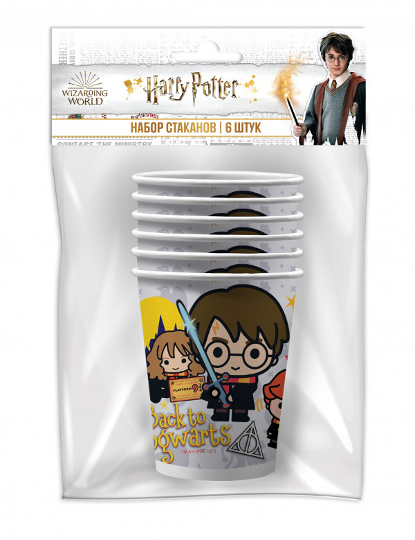 Набор бумажных стаканов Harry Potter: Chibi (250 мл, 6 шт)