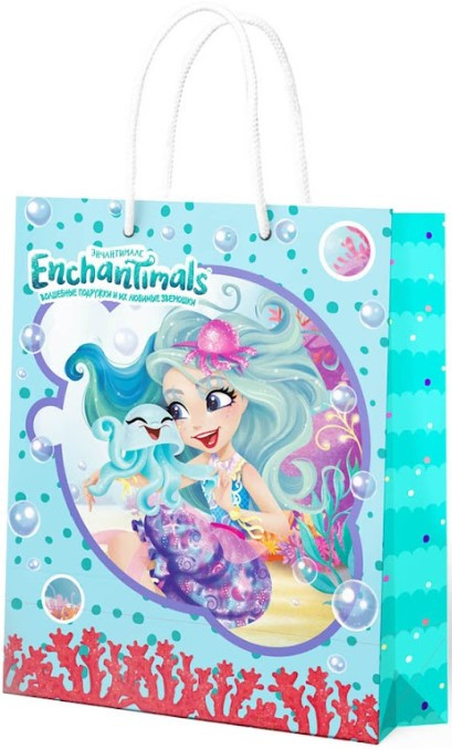Пакет Enchantimals подарочный большой голубой (335x406x155 мм)