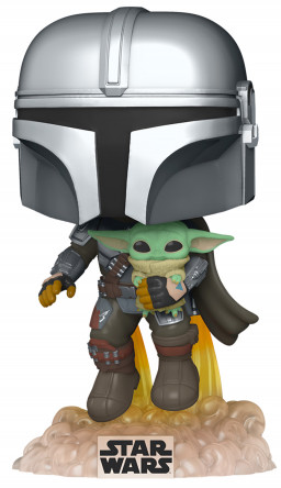  Funko POP: Star Wars The Mandalorian  The Mandalorian With The Child Flying With Jet Bobble-Head (9,5 )