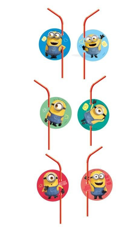 Набор трубочек для коктейля 3D Minions 2 (6 шт)