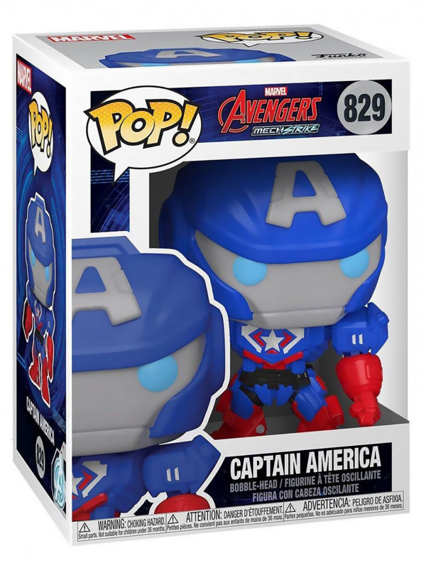 Фигурка Funko POP Marvel: Avengers Mech Strike – Captain America Glows In The Dark Exclusive Bobble-Head (9,5 см)