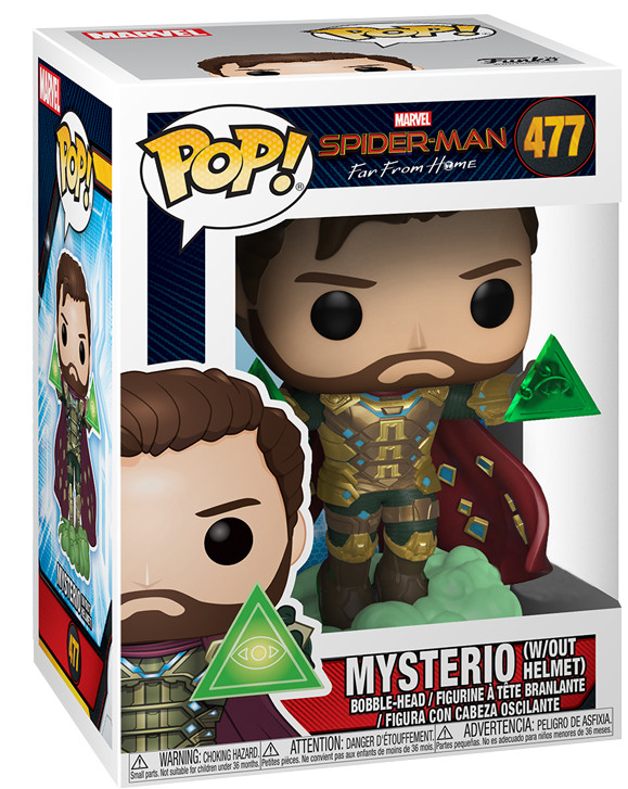  Funko POP: Spider-Man: Far From Home  Mysterio Without Helmet Bobble-Head (9,5 )