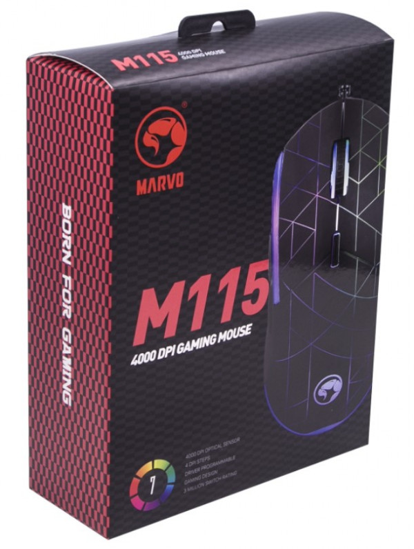 Мышь Marvo M115 проводная  / с подсветкой RGB для ПК