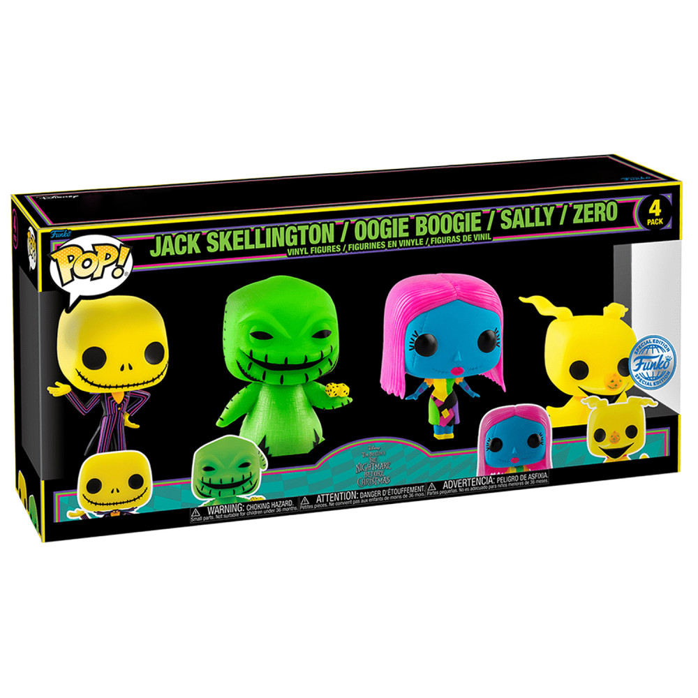  Funko POP Disney: The Nightmare Before Christmas  Jack / Oogie / Sally / Zero (BLKLT) Exclusive (9,5 ) (4 )