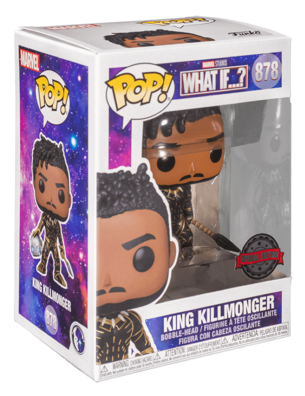 Фигурка Funko POP: Marvel What If...? – King Kilmonger Exclusive Bobble-Head (9,5 см)