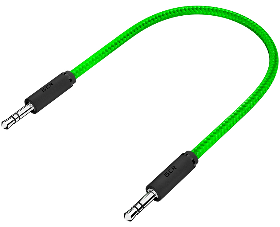 Аудио-кабель Greenconnect AUX jack 3,5 mm 1.5 м (зеленый нейлон, черные коннекторы) (GCR-51739)