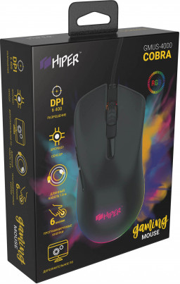 Мышь HIPER GMUS-4000 COBRA проводная игровая для PC (чёрный)(7930092030056)