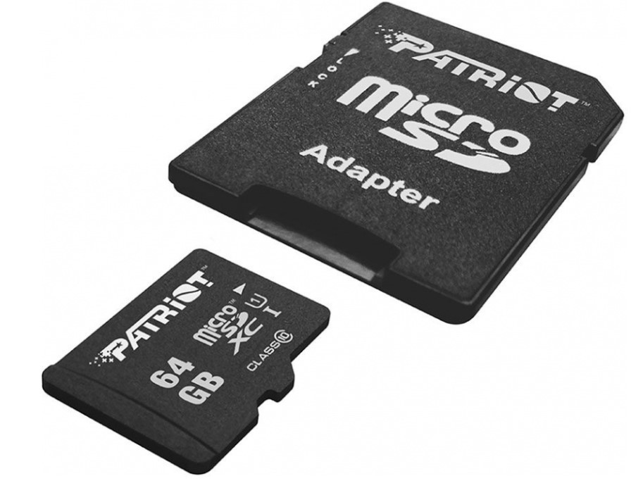 Карта памяти microSDHC Patriot 64Gb LX + SD адаптер (PSF64GXPPBUSB)